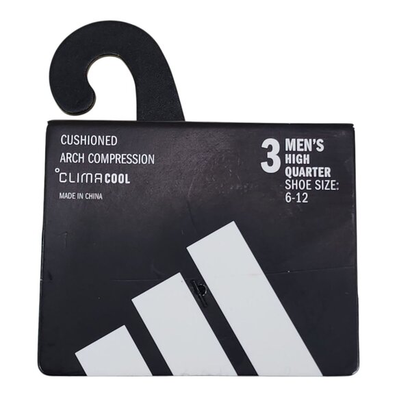 Adidas Mens Cushioned High Quarter Socks 3-Pack Large Shoe Size 6-12 - Picture 4 of 9